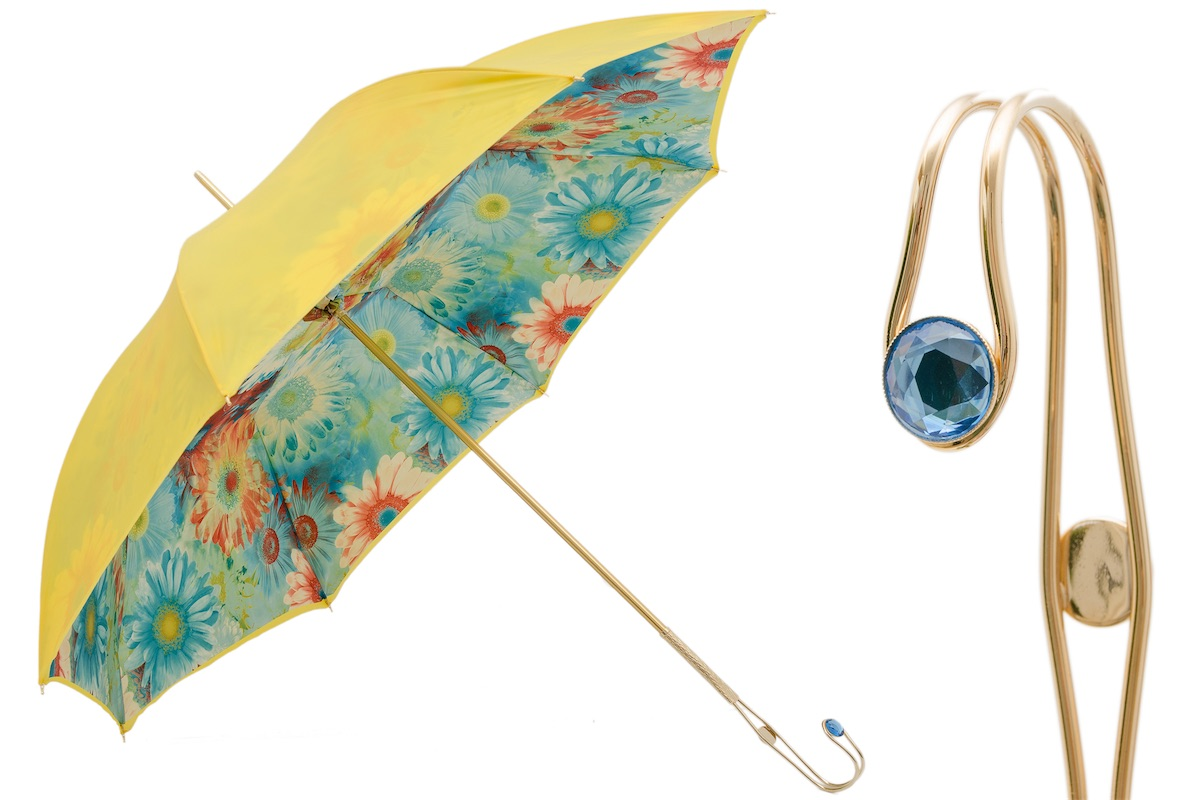 Summer Sunflowers Umbrella – Double Cloth with Jeweled Brass Handle