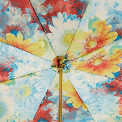 Summer Sunflowers Umbrella – Double Cloth with Jeweled Brass Handle