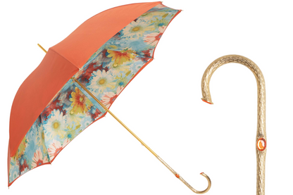 Sunflowers Umbrella – Handmade Italian Elegance with Brass Handle