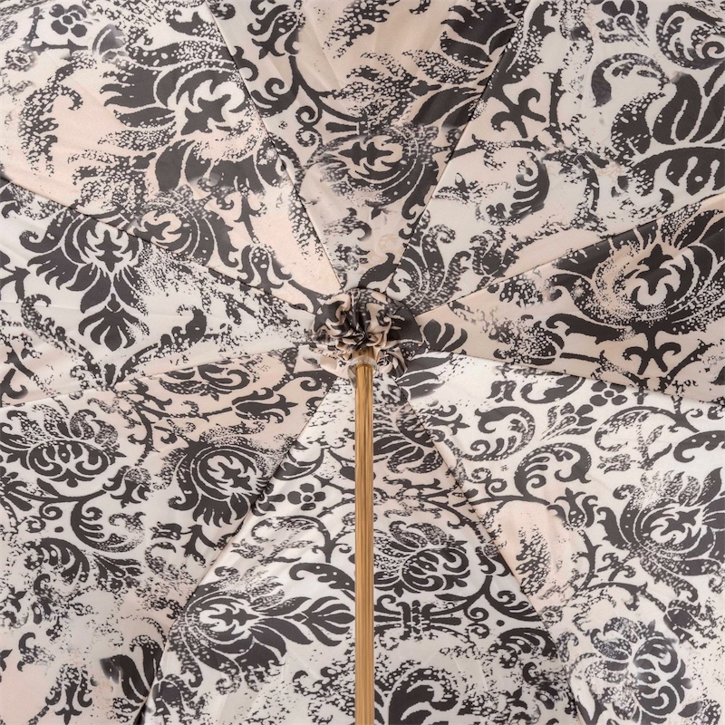 Floral Doodles Umbrella with Leaves – Double Cloth, Jeweled Handle