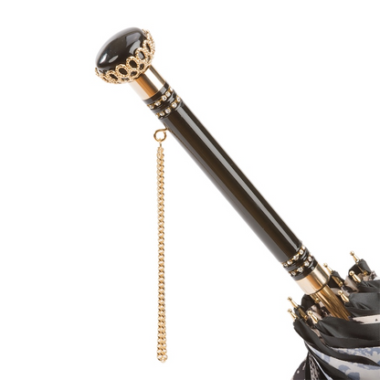 Floral Doodles Umbrella with Leaves – Double Cloth, Jeweled Handle