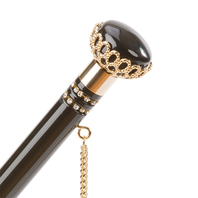 Floral Doodles Umbrella with Leaves – Double Cloth, Jeweled Handle