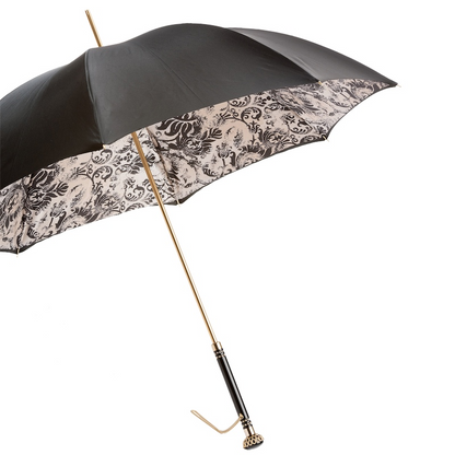 Floral Doodles Umbrella with Leaves – Double Cloth, Jeweled Handle