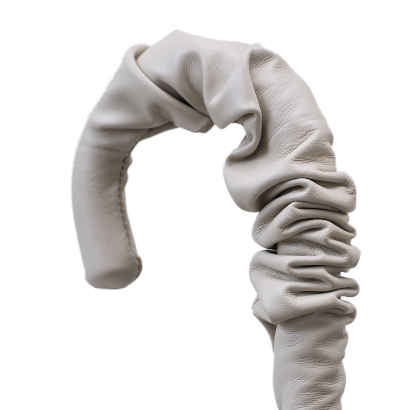 Leopard Print Umbrella with Ruched Leather Handle – Manual Opening