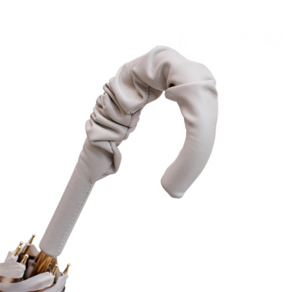 Leopard Print Umbrella with Ruched Leather Handle – Manual Opening