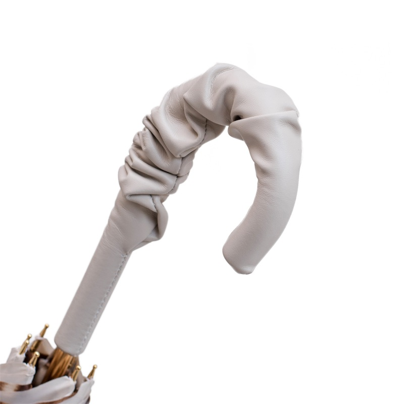 Leopard Print Umbrella with Ruched Leather Handle – Manual Opening