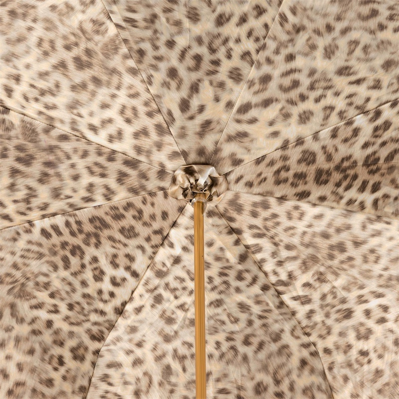 Leopard Print Ivory Manual Opening Double Cloth Umbrella
