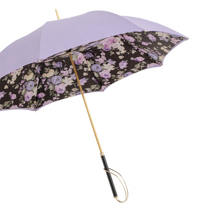Elegant Lilac Flowers Double Cloth Umbrella – Handmade in Italy