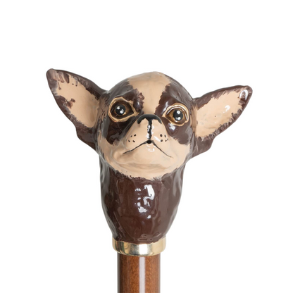 Brown Chihuahua Handle Exclusive Umbrella – Handmade in Italy