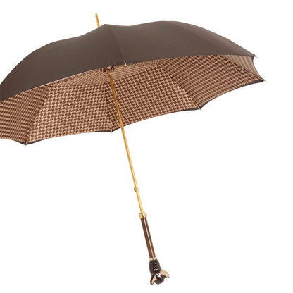 Brown Chihuahua Handle Exclusive Umbrella – Handmade in Italy