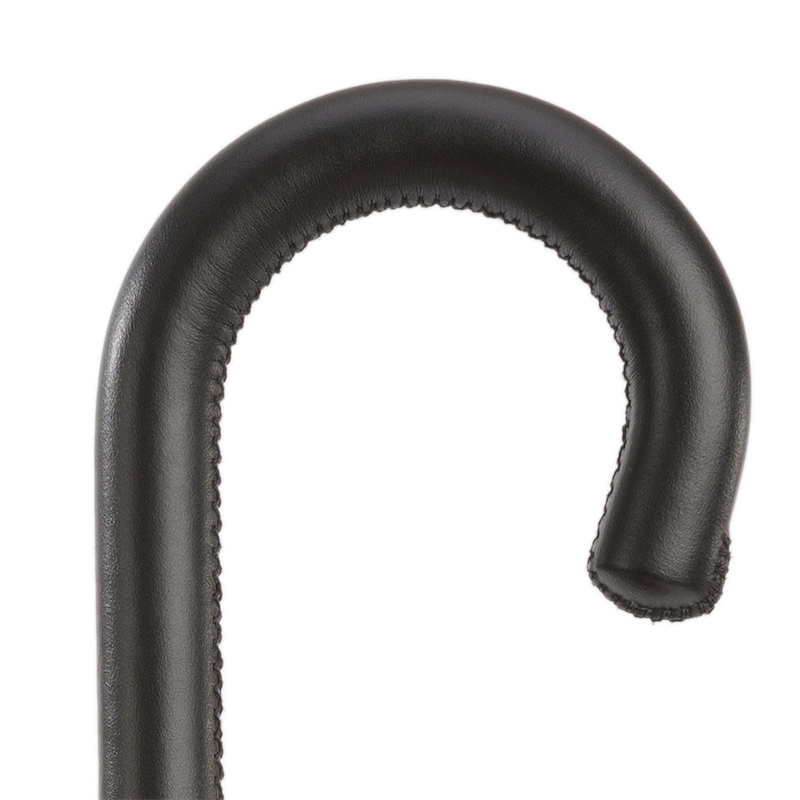 Black Double Cloth Umbrella with Tartan Lining and Leather Handle