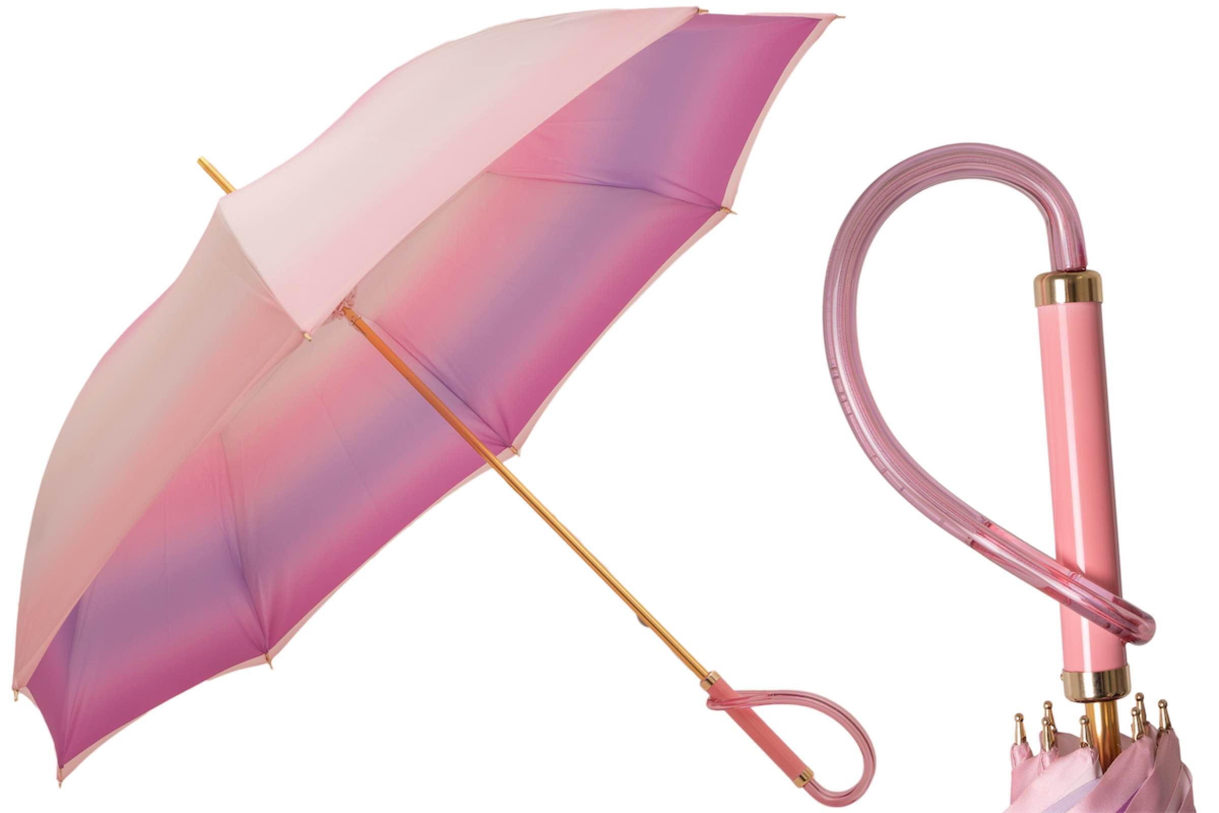 Pink Ombre Umbrella with Acetate Handle, Handmade in Italy
