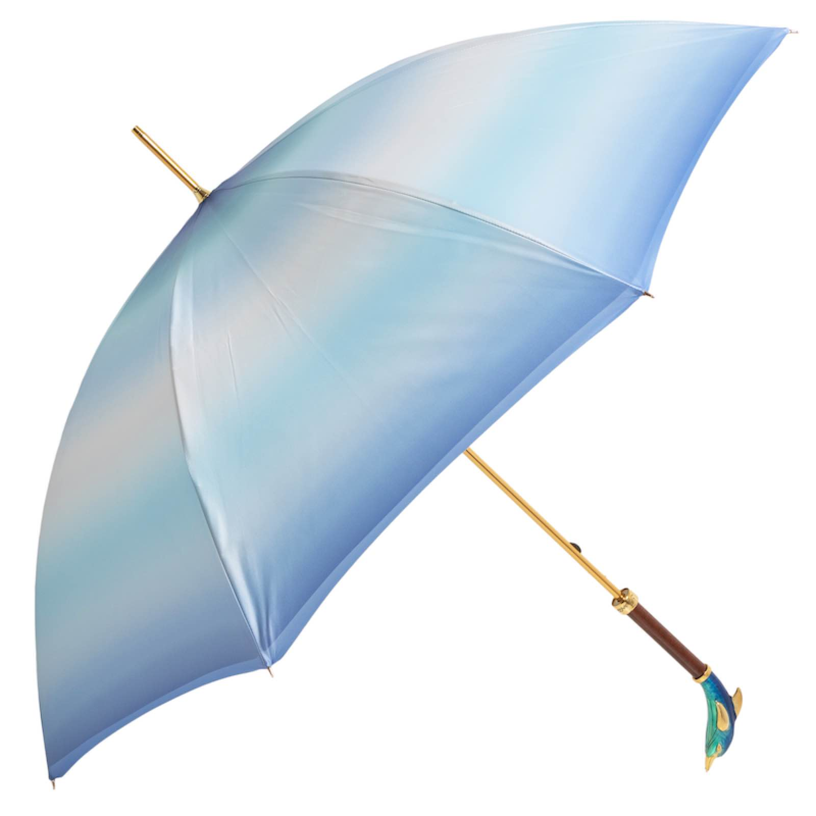 Designer Dolphin Handle Blue Umbrella – Handmade in Italy