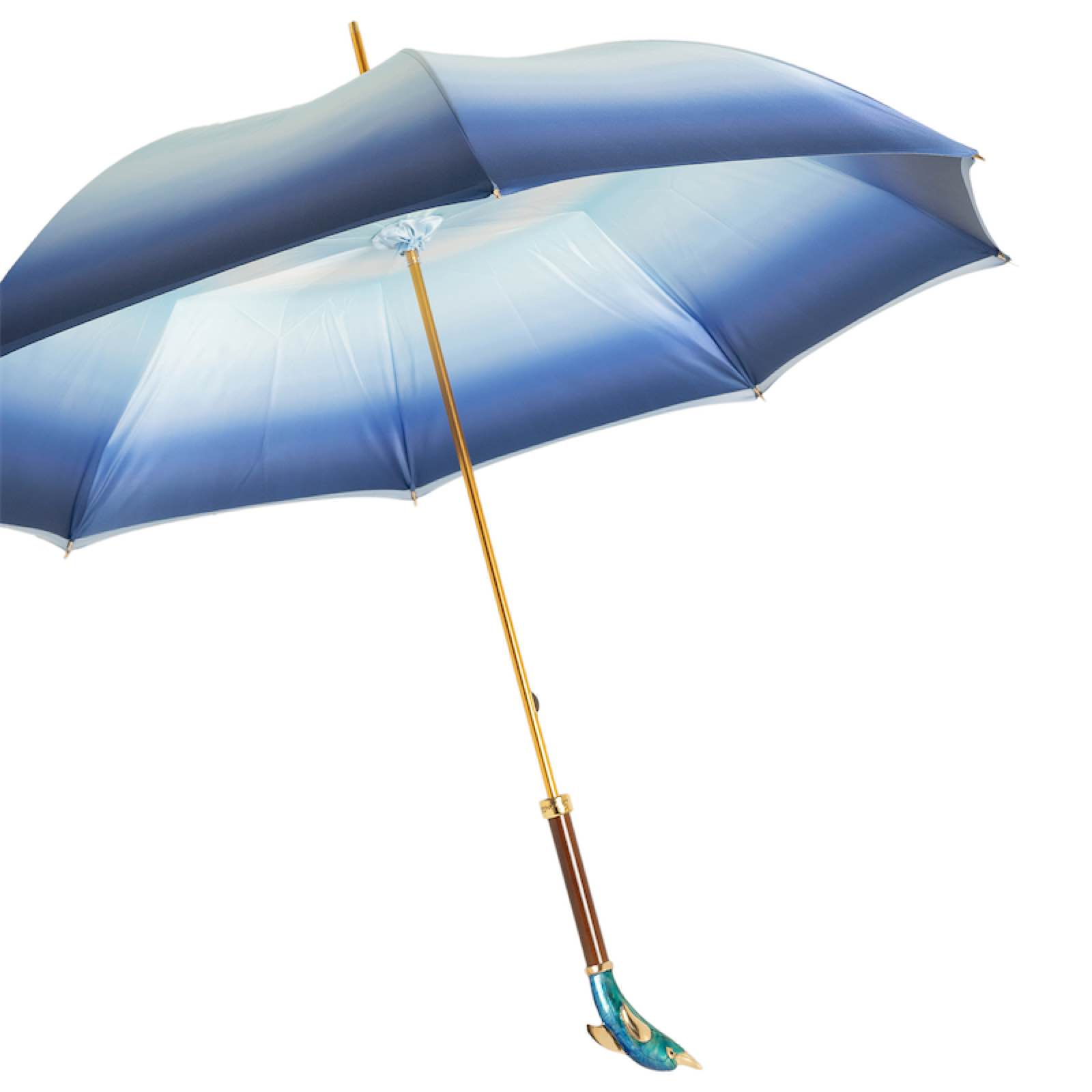 Designer Dolphin Handle Blue Umbrella – Handmade in Italy