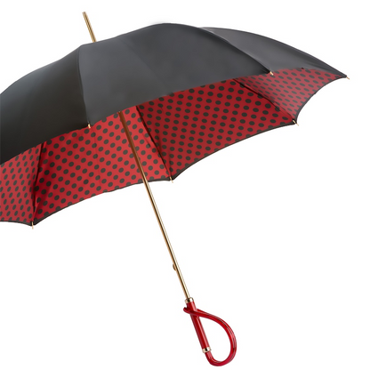 Black and Red Dotted Umbrella – Double Cloth with Acetate Handle