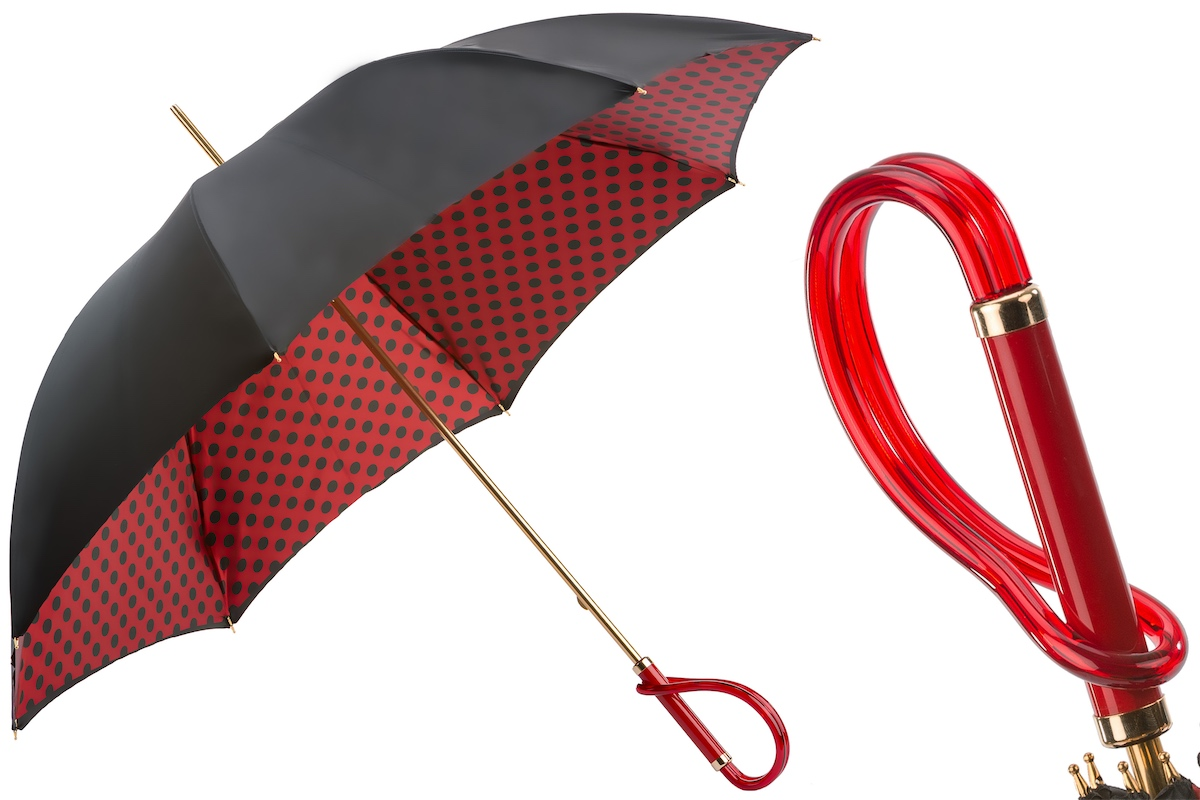 Black and Red Dotted Umbrella – Double Cloth with Acetate Handle