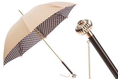 Double Cloth Classic Polka Dots Umbrella with Jeweled Handle