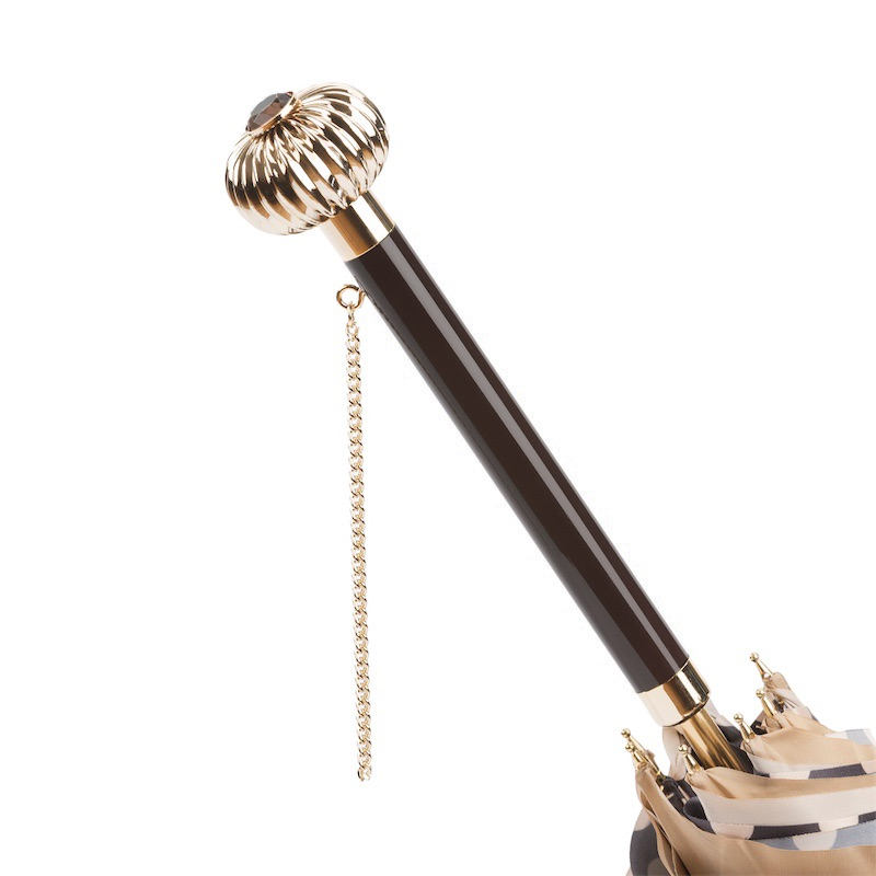 Double Cloth Classic Polka Dots Umbrella with Jeweled Handle