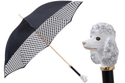 Poodle Enameled Brass Handle Umbrella with Dots – Manual Opening