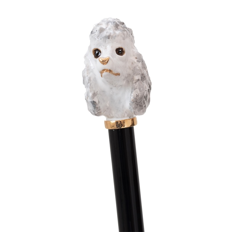 Poodle Enameled Brass Handle Umbrella with Dots – Manual Opening