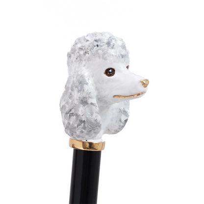 Poodle Enameled Brass Handle Umbrella with Dots – Manual Opening