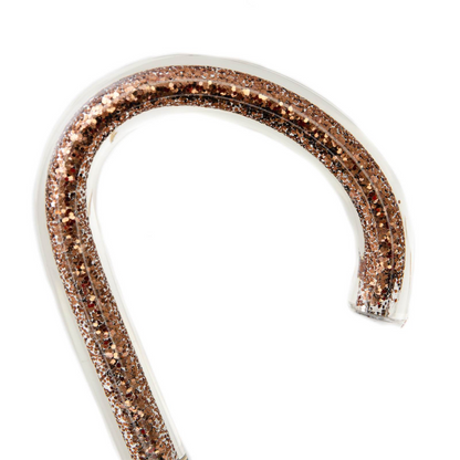 Khaki Umbrella with Flowers and Glitter – Handmade in Italy