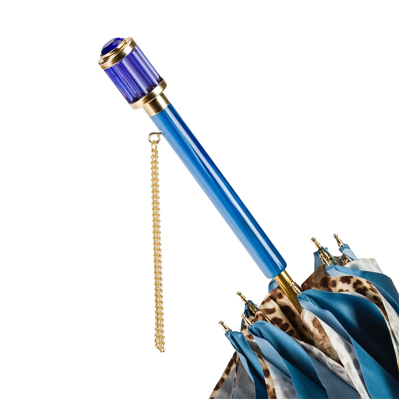 Handmade Blue Animalier Manual Opening Double Cloth Umbrella