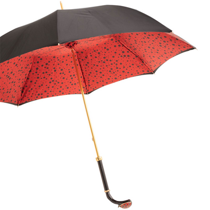 Coccinella Lux Umbrella with Enameled Brass Handle – Handmade in Italy