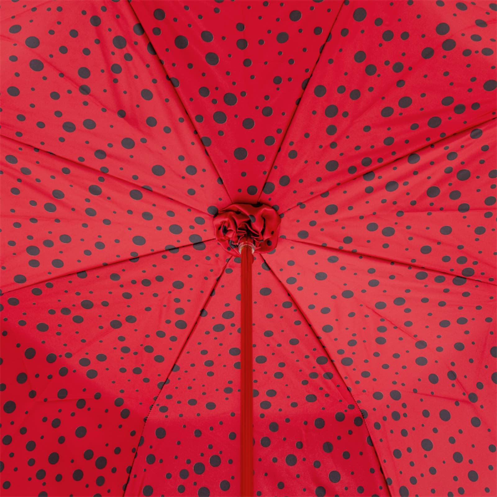 Classic Umbrella with Red Circles, Brass Handle, Handmade in Italy