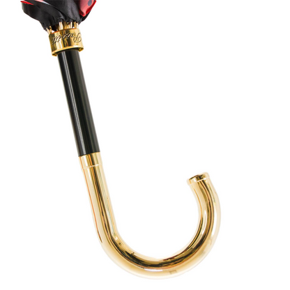 Classic Umbrella with Red Circles, Brass Handle, Handmade in Italy