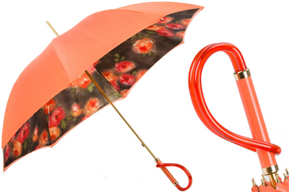 Orange Flowers Umbrella, Double Cloth – Manual Opening, Acetate Handle