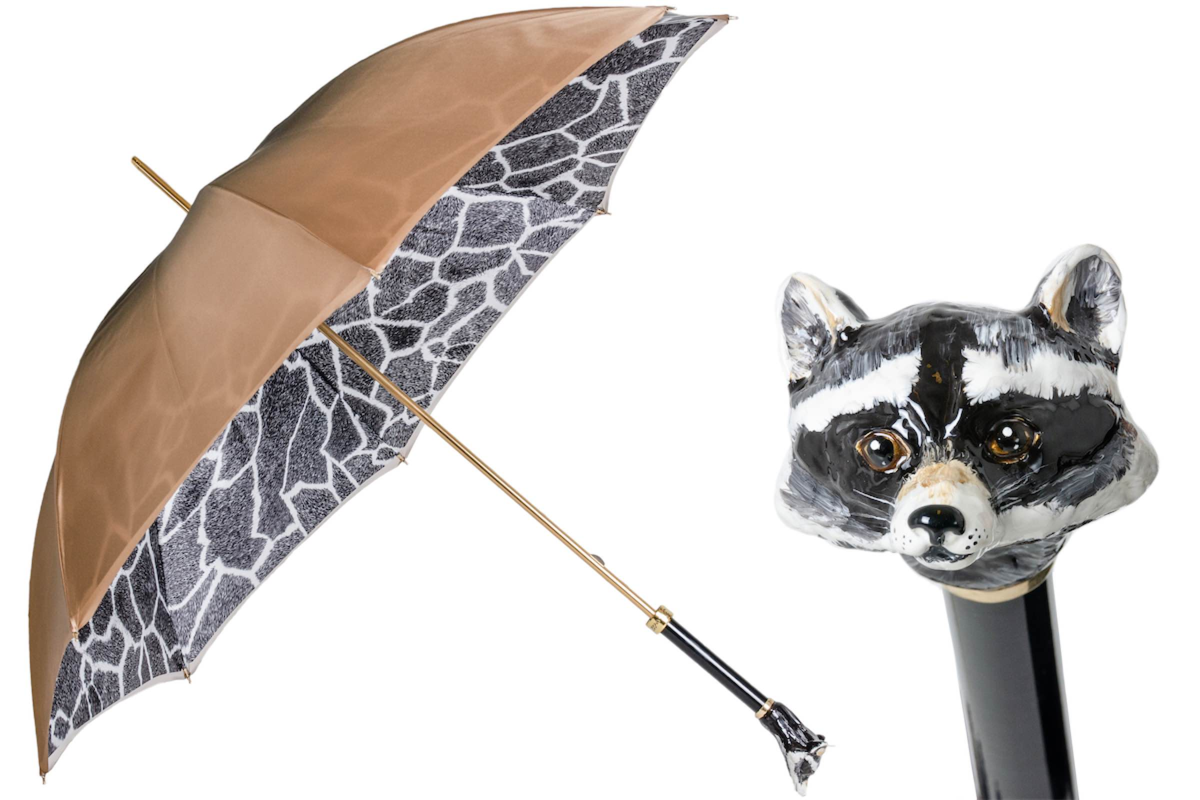 Raccoon Umbrella – Manual Opening with Enameled Brass Handle