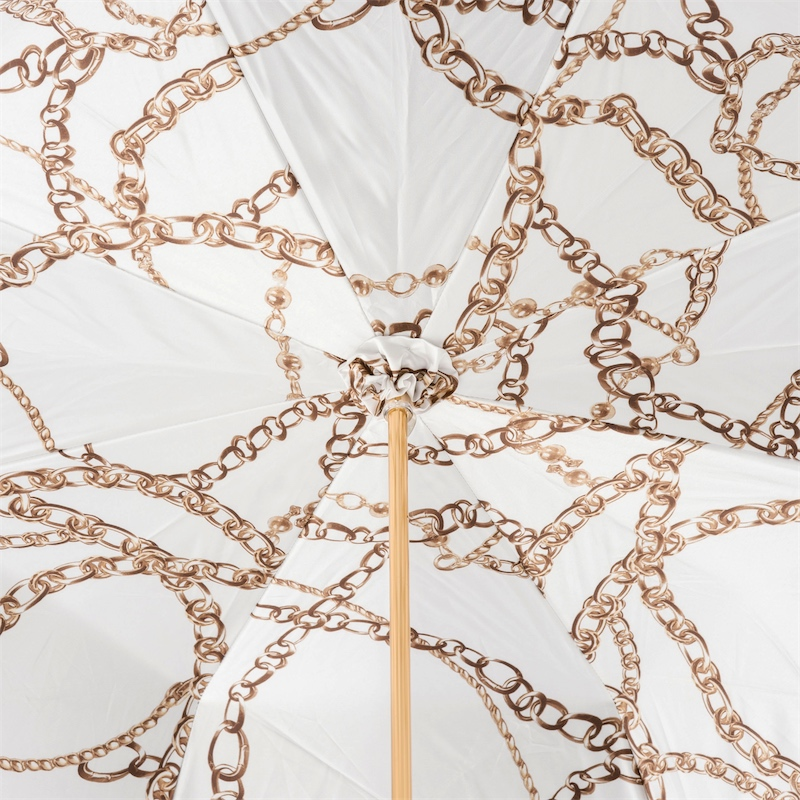 Black Umbrella with Chains Print – Swarovski Crystal Handle