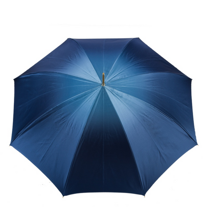 Navy Umbrella with Bridles Print and Leather Stirrup Handle