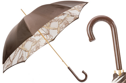 Leather Handle Umbrella with Bridles Print – Manual Opening