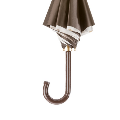 Leather Handle Umbrella with Bridles Print – Manual Opening