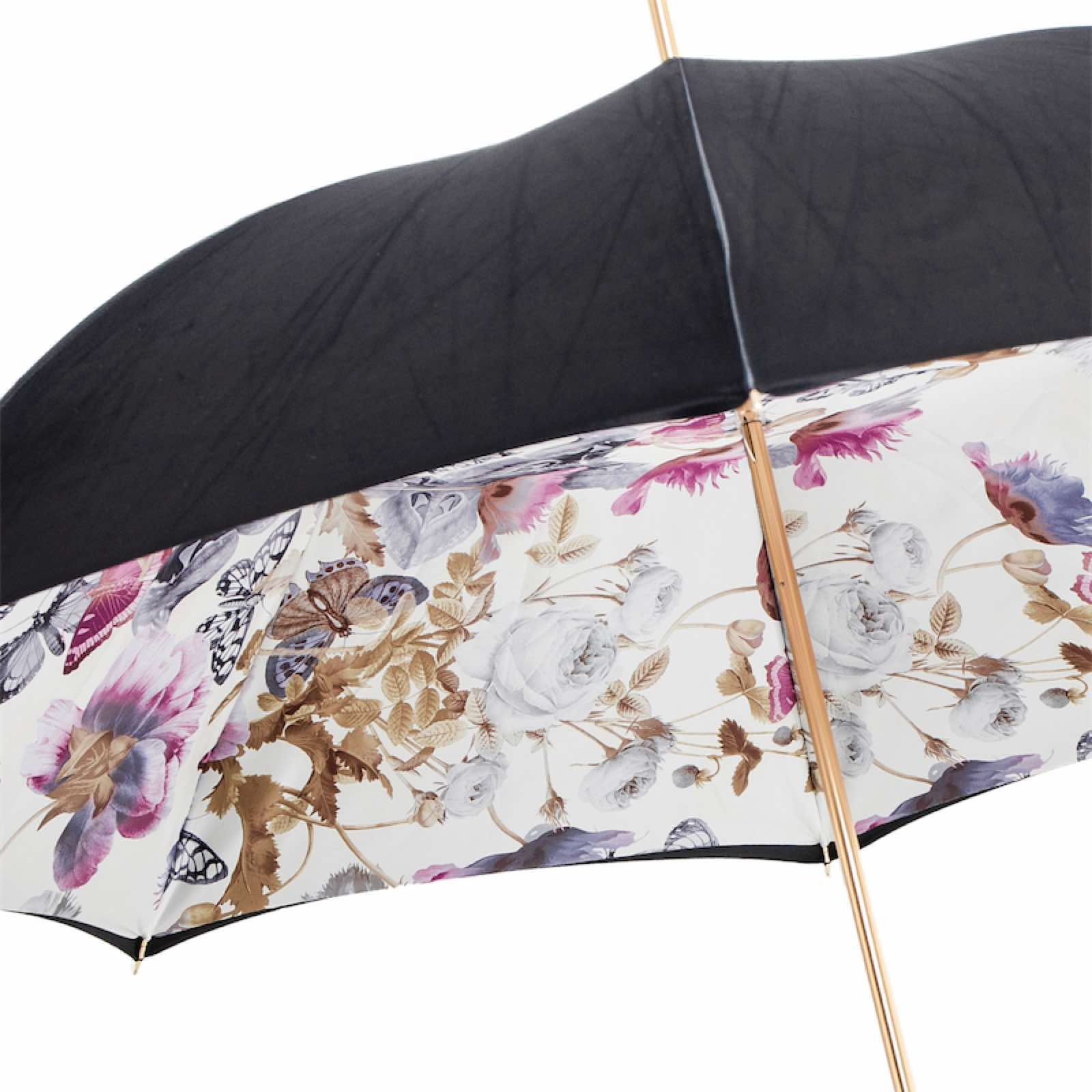 Purple Butterfly Umbrella with Swarovski Crystal Brass Handle