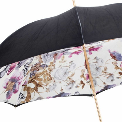 Purple Butterfly Umbrella with Swarovski Crystal Brass Handle