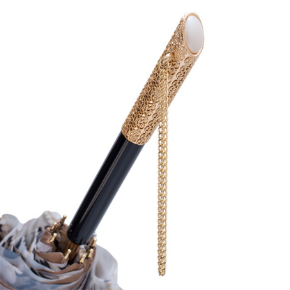Light Gold Pearls Print Umbrella, Double Cloth – Manual Opening