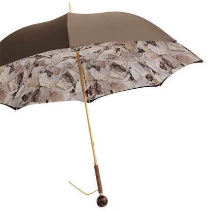 Designer Umbrella Cartoline with Wooden Handle, Handmade in Italy
