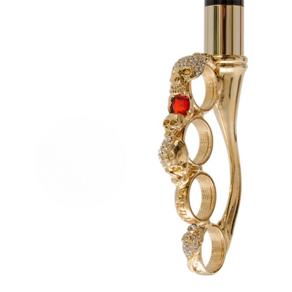 Swarovski Crystals Knuckleduster Umbrella with Red Animal Print