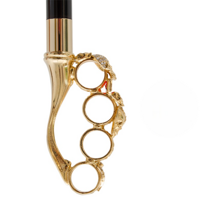 Swarovski Crystals Knuckleduster Umbrella with Red Animal Print