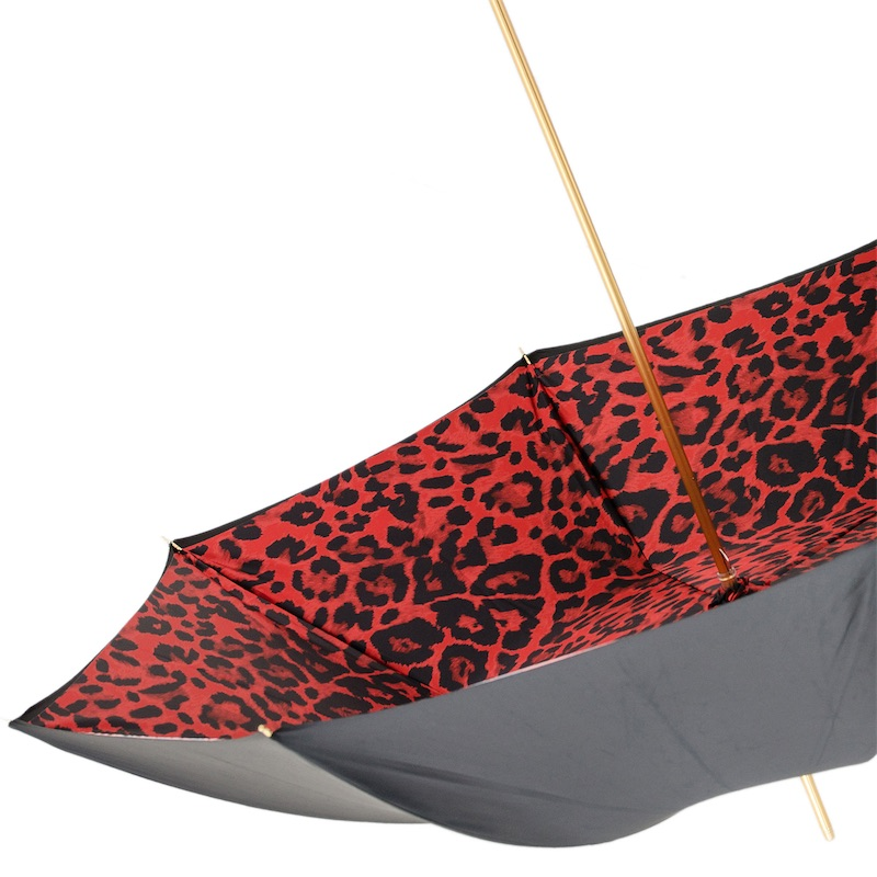 Swarovski Crystals Knuckleduster Umbrella with Red Animal Print
