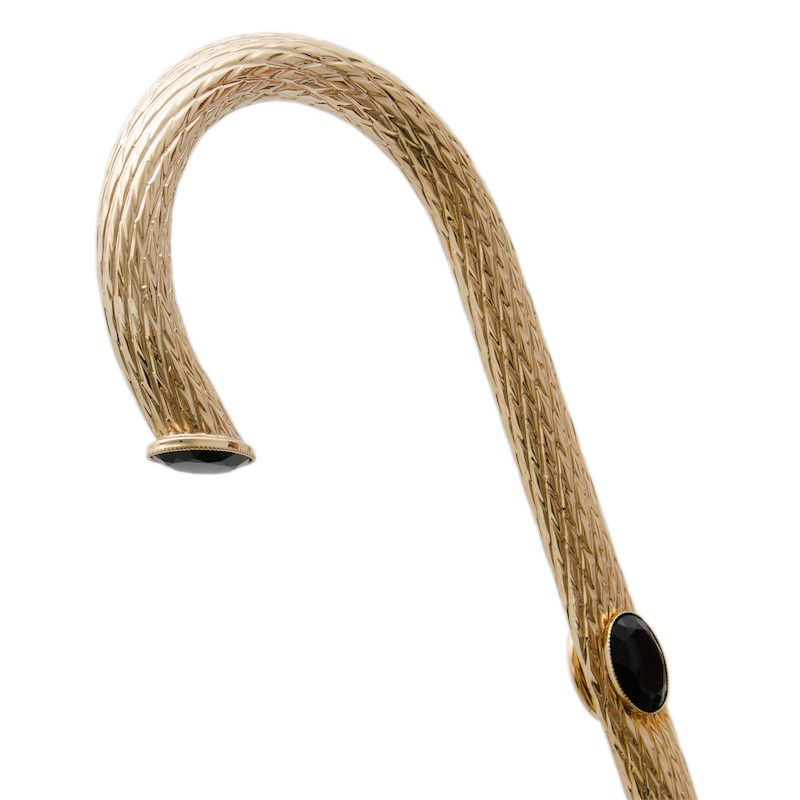 Red Leopard Print Double Cloth with Brass Handle Umbrella