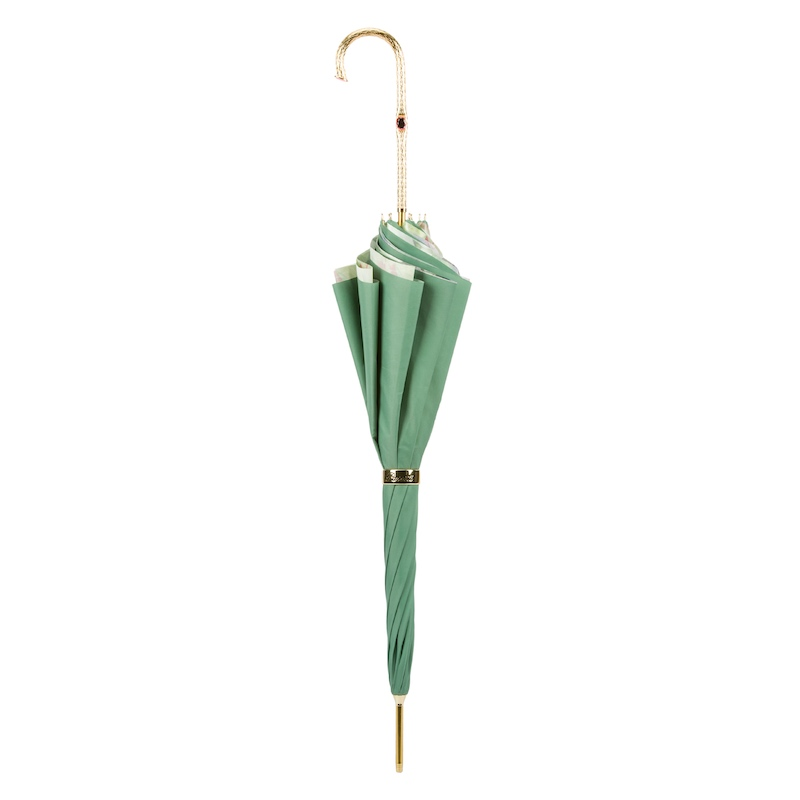Green and Pink Roses Umbrella, Double Cloth – Manual Opening