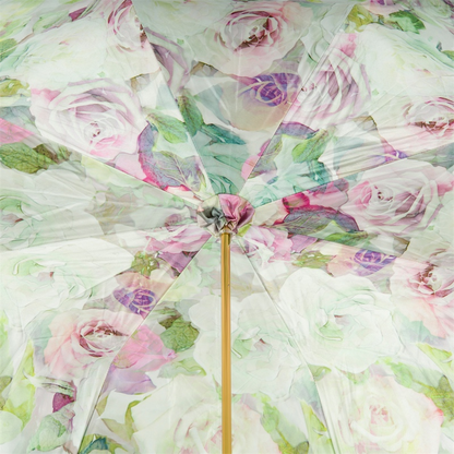 Green and Pink Roses Umbrella, Double Cloth – Manual Opening