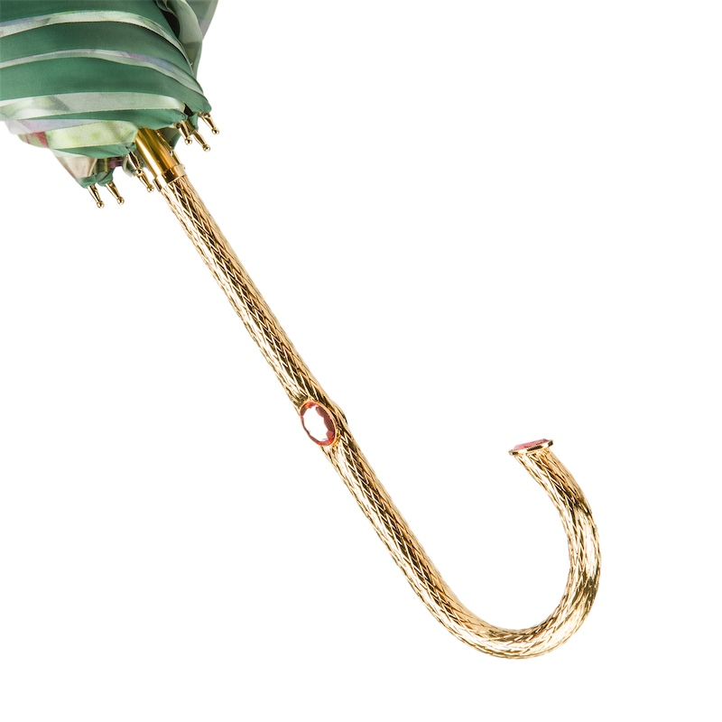 Green and Pink Roses Umbrella, Double Cloth – Manual Opening