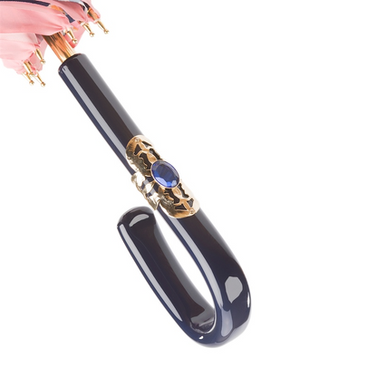 Pink Umbrella with Flowers, Double Cloth – Handmade in Italy