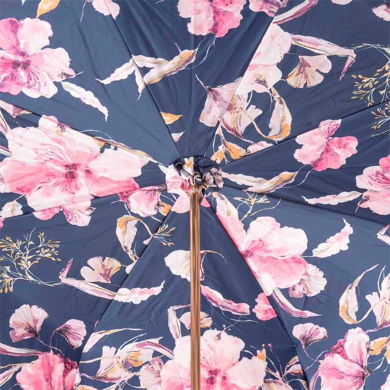 Pink Umbrella with Flowers, Double Cloth – Handmade in Italy