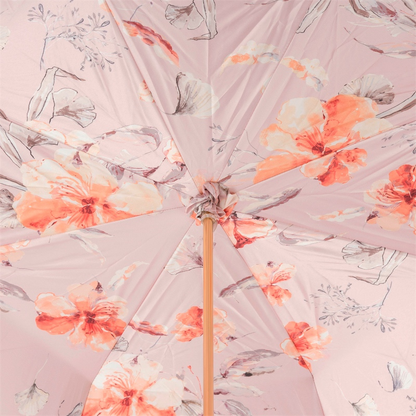 Ivory and Pink Flowered Umbrella – Swarovski Crystal Handle